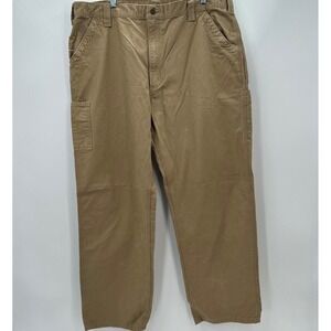 Carhartt B151 Work Pants Mens 42x34 Khaki Dungaree Fit Heavyweight Canvas